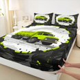 thumbnail image 4 of Manfei Cartoon Garbage Truck Bed Sheets,Green Theme Full Size Sheets,4 Pieces,1 Flat Sheet, 1 Fitted Sheet and 2 Pillowcases, 4 of 6