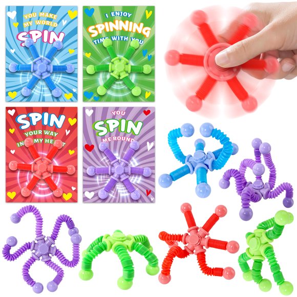 ShyLizard Paquete de 24 tarjetas de San Valentín con spinners antiestrés