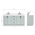 thumbnail image 3 of Ariel Kelly 72 Inch Double Rectangle Sink Bathroom Vanity With Carrara White Quartz Countertop 1.5 Inch Edge In Grey, 3 of 12