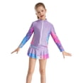 thumbnail image 5 of Raenseen Kids Girls Figure Ice Skating Jacket Zipper Long Sleeve Sparkly Rhinestone Coat Gymnastic Purple 8, 5 of 9