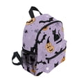 thumbnail image 2 of FORMRS School Backpack with Front Zippered Pocket 12" Student Travel Daypack, Light Purple Halloween Black Cat, 2 of 6