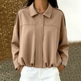 thumbnail image 2 of Tbopshirt Jacket for Women Lapel Collar Full Zip Soft Texture Jacket, Loose Drop Shoulder Long Sleeve Casual Outerwear With Side Pockets for Fall Winter, 2 of 5