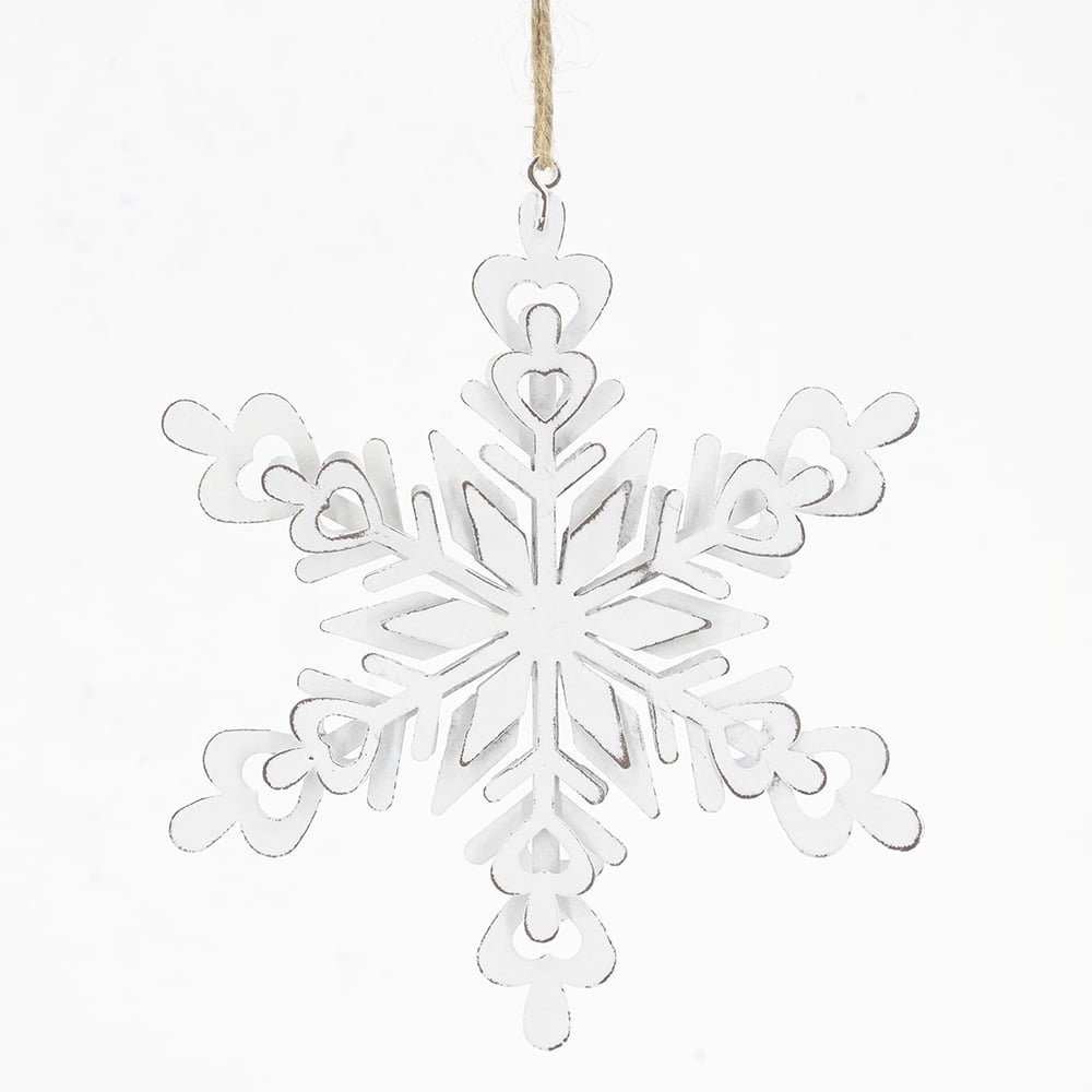Iron Snowflake Ornament with Weathered Finish Hanging Christmas Tree Decor Gift Stocking Stuffer