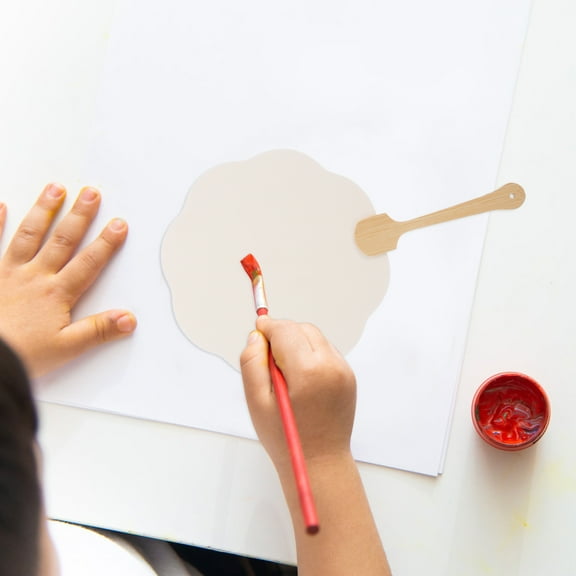 RENACLIPY DIY Wooden Lacquer Fan Kit for Crafting White Paper and Wood