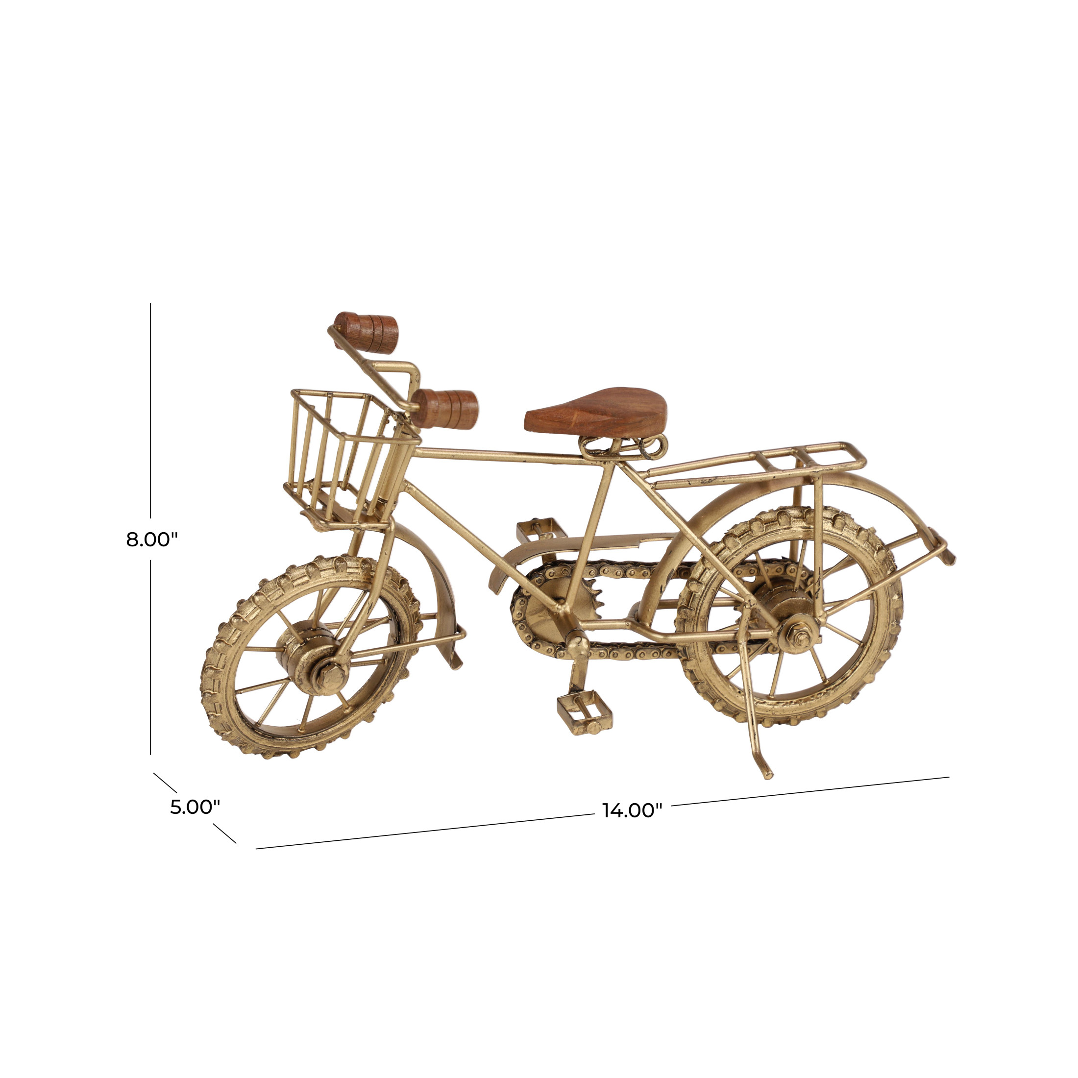 14" x 8" Gold Metal Bike Sculpture, by DecMode