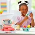 thumbnail image 6 of Cash Register for Kids – 30-Piece Set for Grocery Store Pretend Play with Shopping Basket, Toy Money, and Working Calculator by Hey Play (Pink), 6 of 6