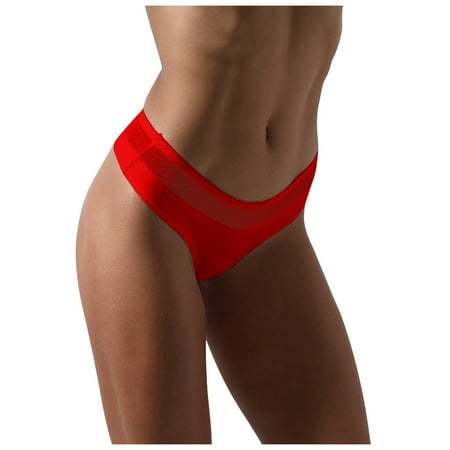 

Kddylitq Women s Low Rise Bikini Panties Lace Breathable No Show Underwear Soft Briefs Red XL