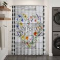 thumbnail image 2 of Heart Floral Wreath Shower Curtain - Water Repellent Fabric Shower Curtains Washable, Country Vintage Flowers Wooden Plaid Decorative Polyester Cloth Bathroom Curtains Modern Bath Decor 36"x72", 2 of 8