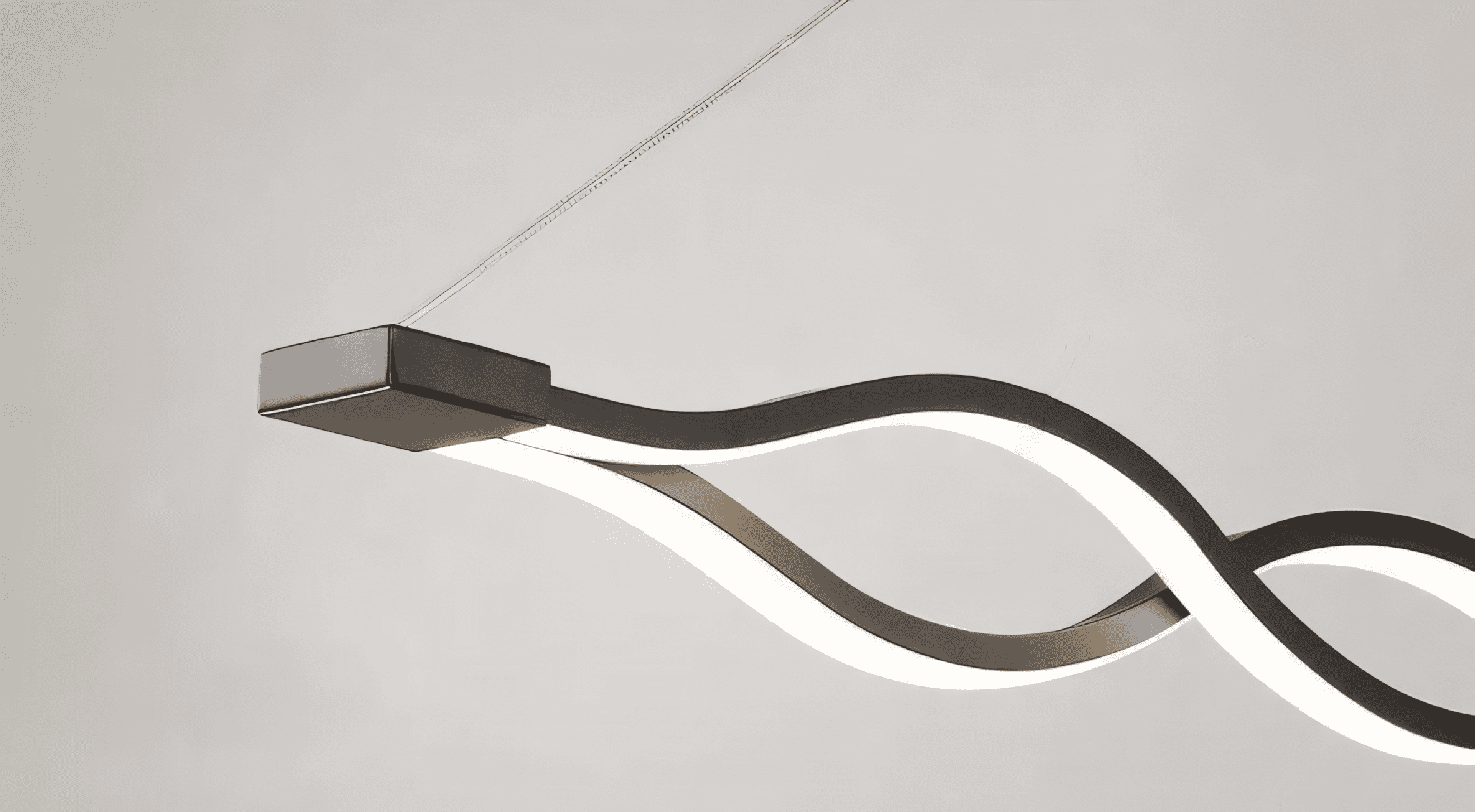 47" Two Wave Modern Black LED Pendant Light FIxture