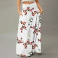 thumbnail image 2 of WTOBBY Women's Flowy Bohemian Floral Maxi Skirt Casual Summer Beach Long Skirt Elastic Waist Lightweight Tiered Pleated Skirt with Side Slit and Drawstring Waist,White M, 2 of 5