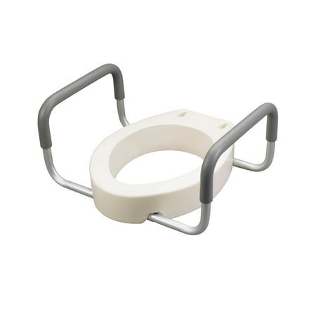 drive White Plastic Non-Elongated Toilet Seat with Arms 3.5" Height up to 300 lbs