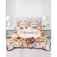 thumbnail image 2 of Quilts Queen Size Bedding Set, Happy Thanksgiving Fall Reversible Summer Quilt 3 Pieces, Pumpkins Autumn Leaves Botanical Lightweight Bedspreads Coverlets with 2 Pillow Shams for All Seasons, 2 of 5