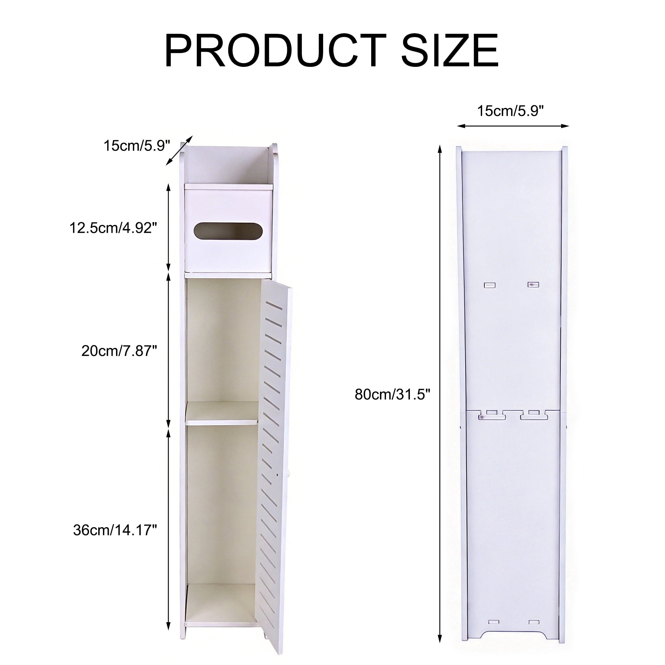 Small Bathroom Storage Cabinet, Freestanding Toilet Paper Storage with Door and Shelves, Corner Floor Cabinet, Bathroom Organizers and Storage for Small Spaces, White