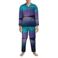 thumbnail image 3 of Honeii Night At Lake Aurora Pattern Mens Pajamas Set,2pcs Men's Lounge Long Sleeve Sleep Shirt and Pajama Bottoms Sleepwear Set,Mens Pjs Sets-Small, 3 of 7