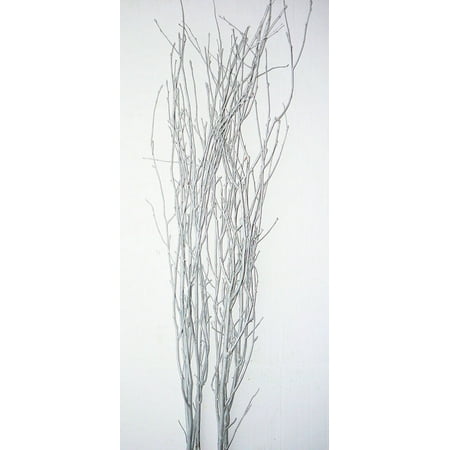 Artificial Birch Branches Metallic Silver Painted Birch Branches 3-4 feet tall about 5 stems per bunch -- Single Bunch ()