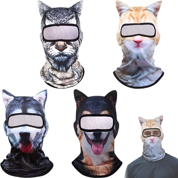 TELOLY Cat Ski Mask, 3D Cat Ski Balaclava Face Mask with Ears, Cat Face Mask for Music Festivals, Skiing, Party