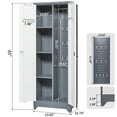 thumbnail image 2 of Metal Storage Cabinet, 64.96'' Tall Garage Cabinet with Locking Door, Modern Simple Style Metal Locker for Kitchen, Pantry, Office, Shop, School, Rental, Grey and White, 2 of 6