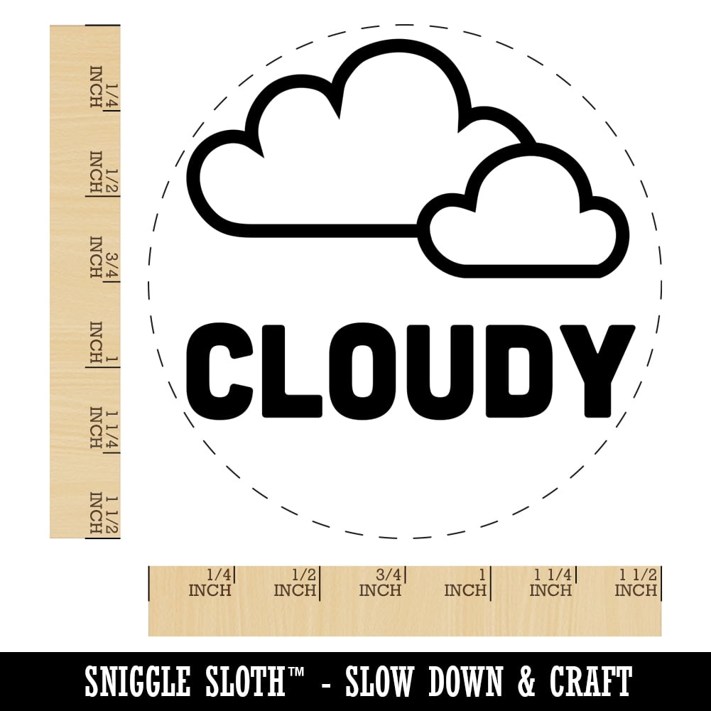 Cloudy Cloud Weather Day Planner Self-Inking Rubber Stamp Ink Stamper - Blue Ink - Large 1-1/2 Inch