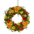 thumbnail image 2 of Northlight 12.5" Unlit Peach/Green Flowers with Moss and Twig Artificial Floral Spring Wreath, 2 of 6