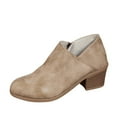 thumbnail image 3 of Kopltyrfg Womens Slip on Ankle Boots V Cutout Round Toe Chunky Stacked Low Heel Booties Fashion Side Zipper High Top Comfortable Short Boots Women's Casual Dress Block Heel Walking Booties (Khaki,39), 3 of 7