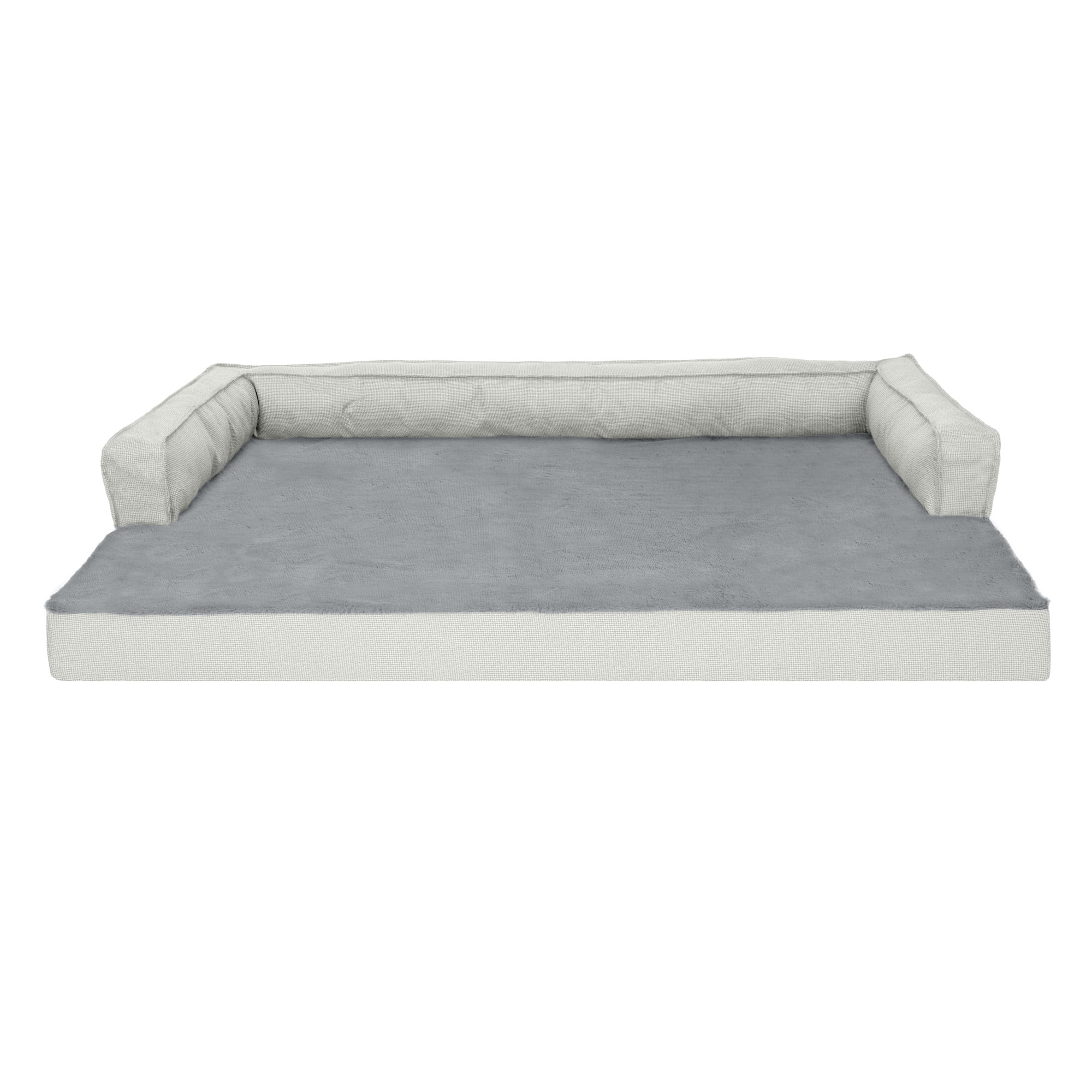 FurHaven Pet Products Plush & Decor Check Comfy Couch Orthopedic Pet Bed for Dogs & Cats - Gray, Jumbo Plus