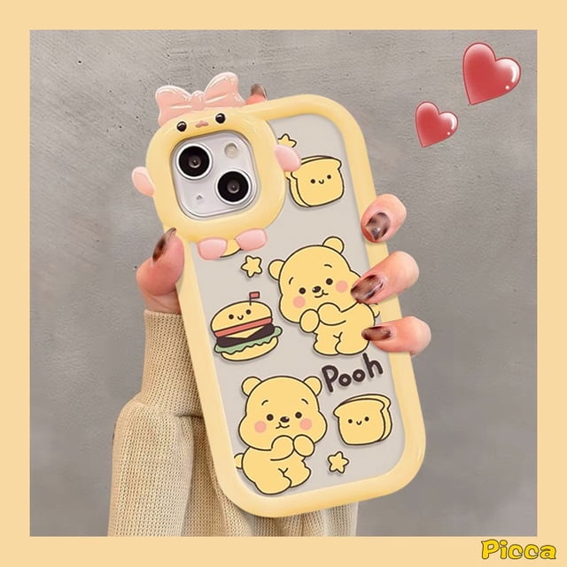 Estuche Con Lente 3D Bowknot Little Monster Redmi A1 + 10C 10A A1 9T 10 9C 9 9A POCO M3 X3 Pro NFC Note 11s 10s 11 + 9 8 10 Mi 11 Lite Cartoon Cute Bear Winnie the Pooh Funda Blanda