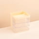 thumbnail image 5 of Organizador de escritorio giratorio con cajones - Caja de almacenamiento transparente de 3 compartimentos con portabolígrafos, blanco/amarillo/rosa, 6x6x5,7 pulgadas, 5 of 7