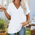 thumbnail image 5 of Womens Summer Tops Short Dolman Sleeve Shirts 2025 Fashion V Neck Outfits Clothes White M, 5 of 9