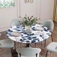 thumbnail image 5 of Blue Eucalyptus Leaves Round Tablecloth for 55-60 Inch Tables, Fitted Table Cover with Elastic Edge, Spring Botanical Foliage Waterproof Outdoor Table Cloth Protector for Patio Garden Dinner Picnic, 5 of 9