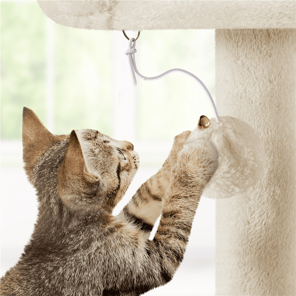 Yaheetech 62.2" H Multilevel Cat Tree with 3 Scratching Posts and Double Condos, Beige