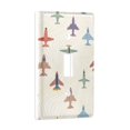 thumbnail image 2 of Yayeee Toggle Light Switch Wall Plate 1-Gang 4.5"x2.7" Home Decorative Outlet Cover, Beige Cartoon Planes Pattern, 2 of 7