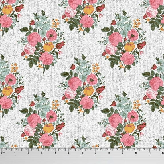 Soimoi 44 Inches Wide Decorative Floral Printed Moss Georgette Fabric Material 130 GSM By The Yard - Texture White