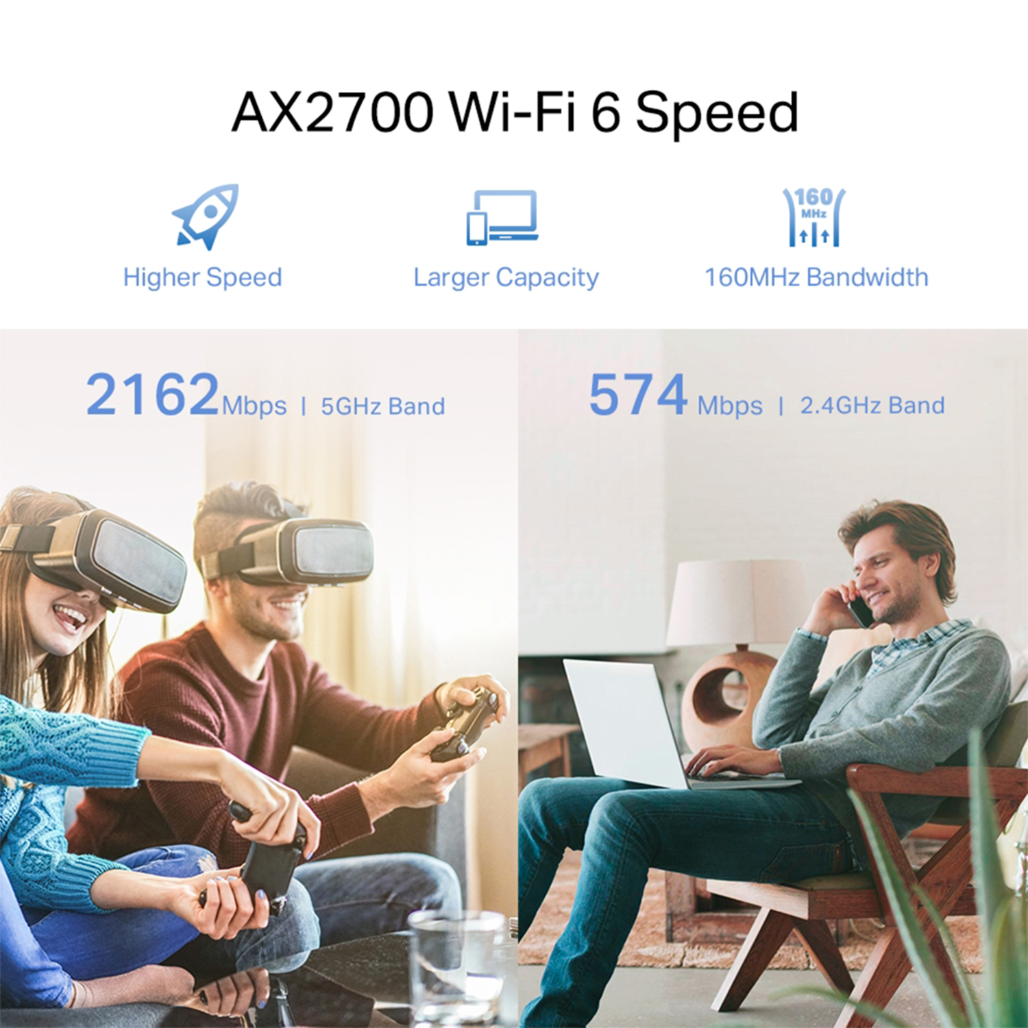 TP-Link AX2700 Wi-Fi 6 Dual-Band, Range Extender with Fast 2.7 Gbps Transfer Rate, Smart Roaming for Seamless Home Wireless Coverage and Direct Connection Through Gigabit Ethernet Port