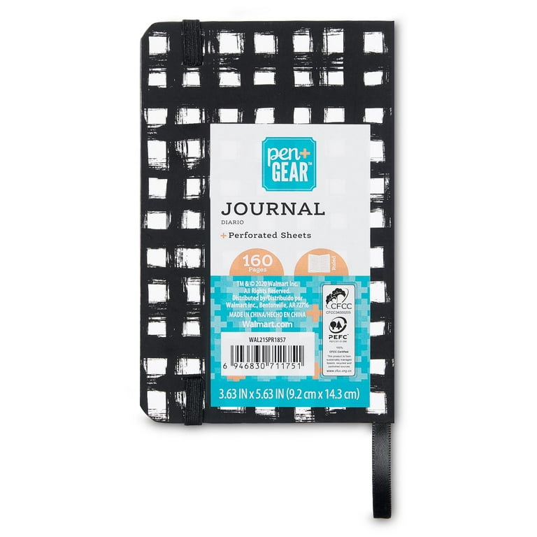 Pen+Gear Small Hardcover Journal, Black & White Geometric, 160 Pages 