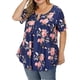thumbnail image 2 of Camisa de mujer Camiseta de manga corta con estampado floral Blusa con cuello en V, Azul, S kenally AP002466-17, 2 of 4