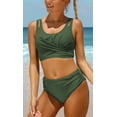 thumbnail image 3 of Charmo Womens High Waisted Bikini Crop Top Two Piece Swimsuit Ruched Bathing Suits, 3 of 6