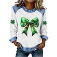 thumbnail image 3 of TaTaai Women's Irish Festival Top Long Sleeve Round Neck St. Patrick's Day Patchwork Casual Spring Holiday Celebration Blouse Gift, 3 of 5