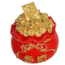 ELAYARD Golden Chinese Money Bag Figurine Car Dashboard Ornament for Prosperity and Good Luck