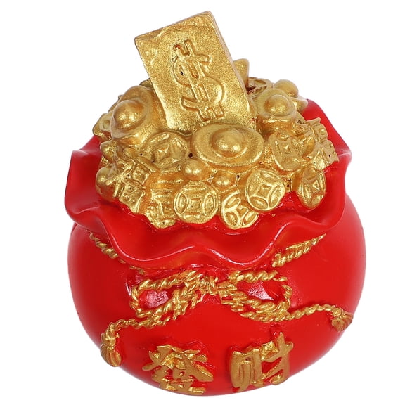 ELAYARD Golden Chinese Money Bag Figurine Car Dashboard Ornament for Prosperity and Good Luck