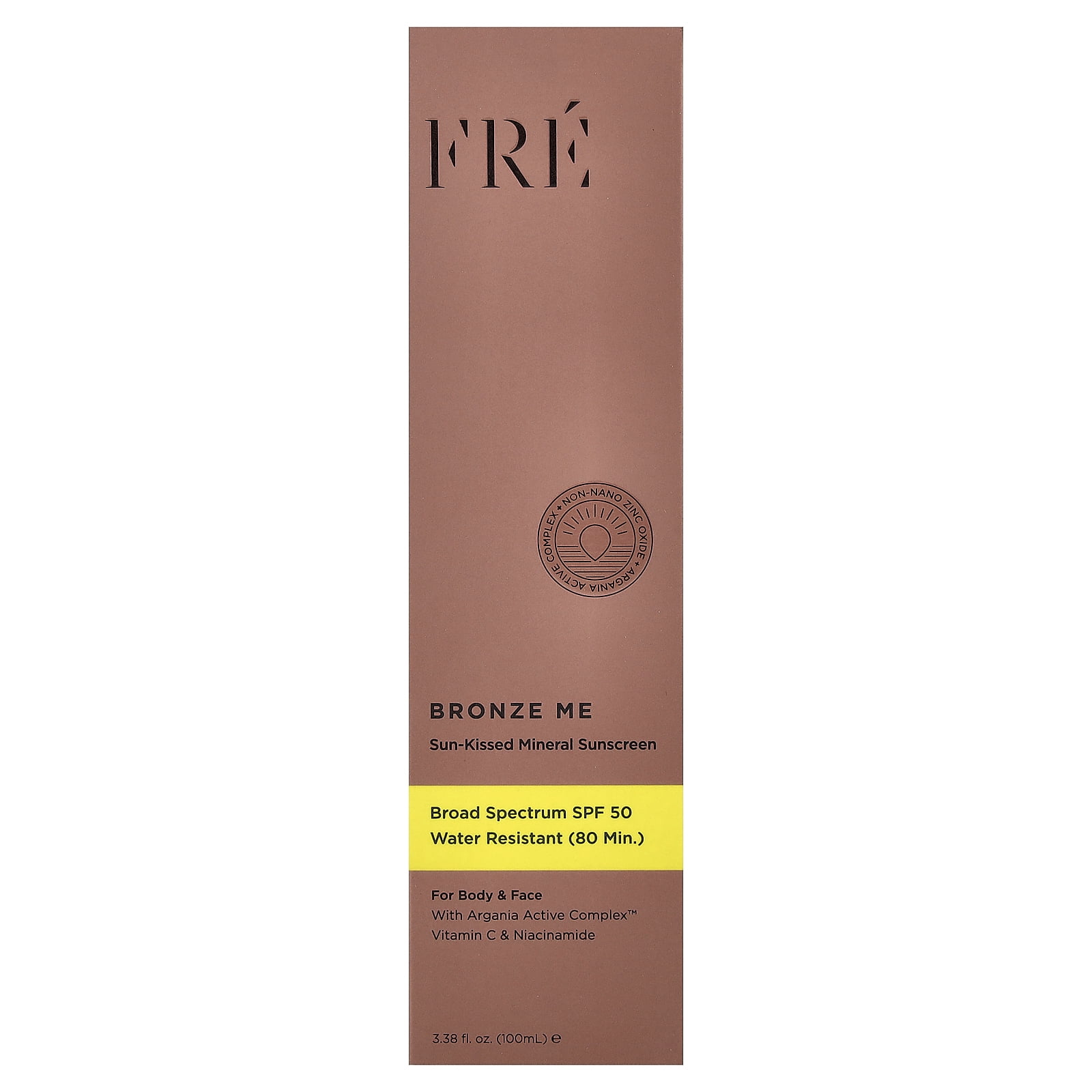 Fre Bronze Me, Sun-Kissed Mineral Sunscreen, SPF 50, 3.38 fl oz (100 ml)