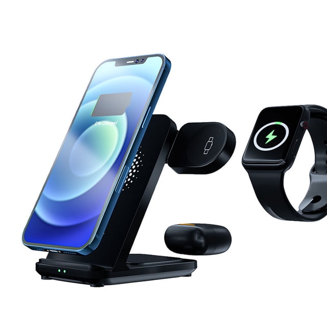 Base de carga inalámbrica para Apple, cargador inalámbrico 3 en 1 para iPhone 13/12/11/X/8/SE Series, iWatch 7/6/SE/5/4/3/2, AirPods 3/Pro/2 TUNC Sencillez