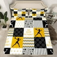 thumbnail image 2 of Castle Fairy Gamer Volleyball Girl 4pcs Bed Sheets,Lattice Stripes King Sheets,Sport Theme Super Cozy Sheet Set,Geometric Room Decor, 2 of 7