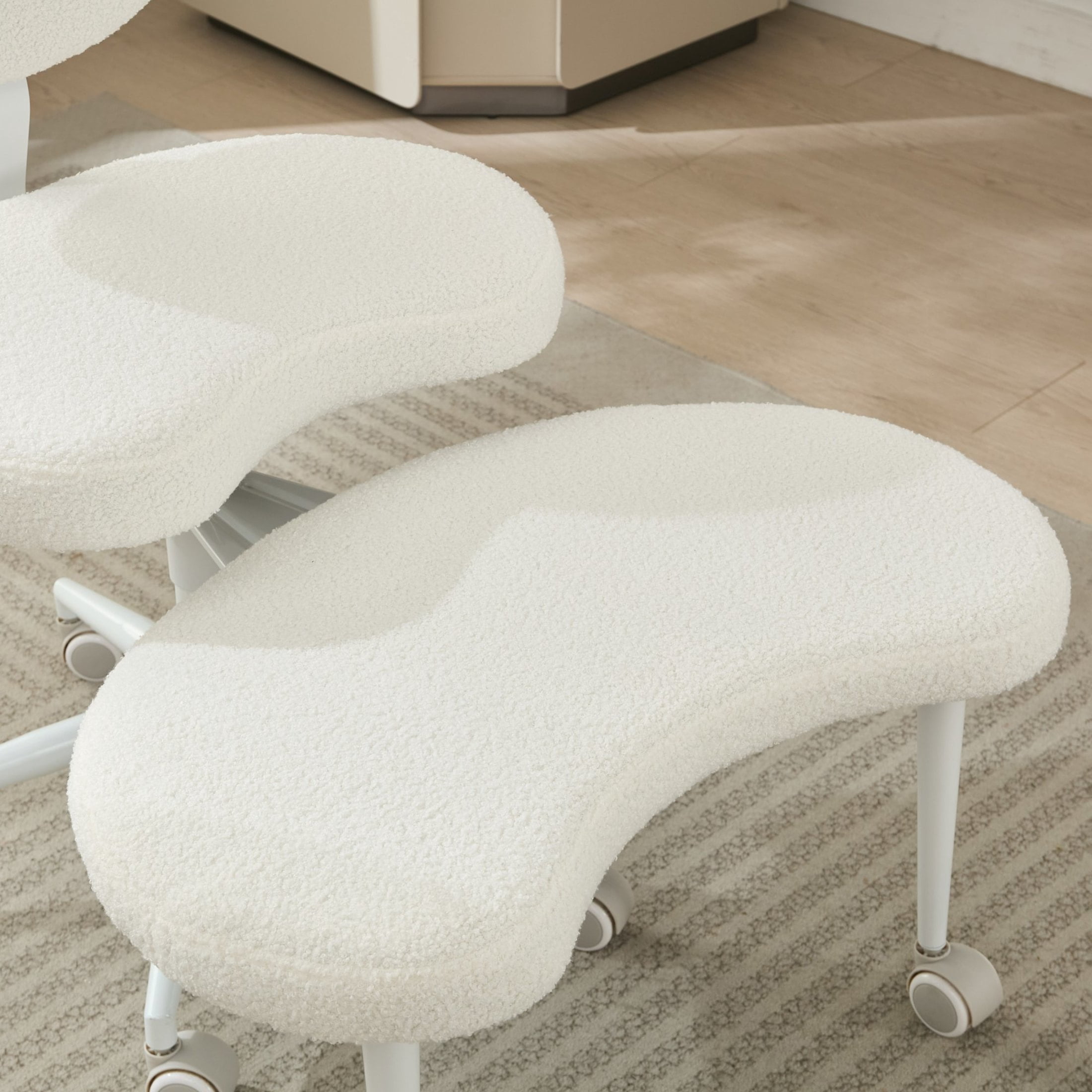 GDF Studio Meditation Chair Plus with Cross-Legged Seat, Lumbar Support & Wheels, Ivory
