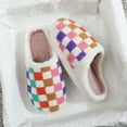 thumbnail image 6 of Fuzzy Slippers For Women Couple Winter Multicolored Plaid Pattern Cartoon Warm Padded Cotton Slippers Warm Cozy Winter House Slippers Bedroom Indoor House Shoes, 6 of 7