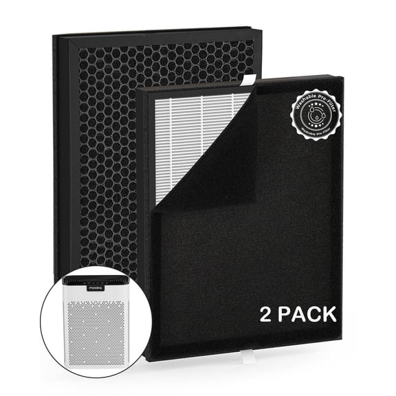2 Pack H13 HEPA Replacement Filters Compatible with MOOKA KJ190L KJ190H KJ190 Air Purifier, Pet Fur and Odor Removal, Ideal for Homes with Pets and Kids