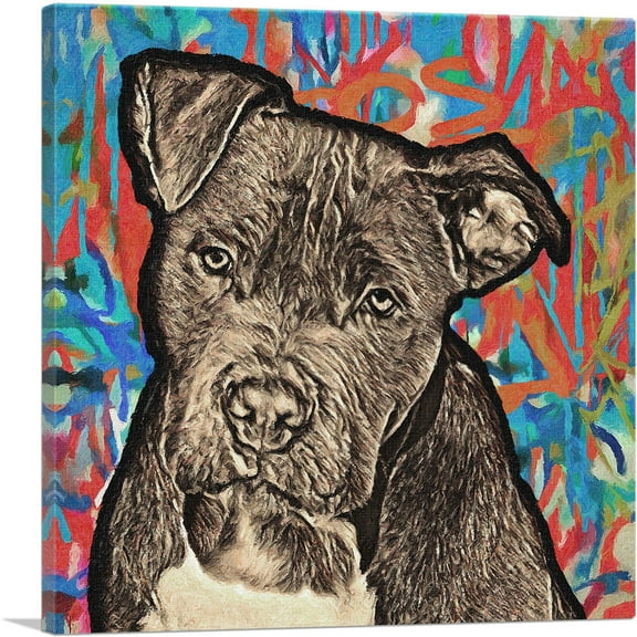 ARTCANVAS Cane Corso Dog Breed Colorful Graffiti Canvas Art Print - Size: 18" x 18" (0.75" Deep)