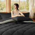 thumbnail image 5 of Sonoro Kate Queen Comforter Set Black, Bed in a Bag 7 Pieces, Luxury Soft All-Season Bedding Set with Down Alternative Comforter, 1 Flat & 1 Fitted Sheets, 2 Pillowcases & 2 Shams, 5 of 8