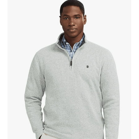 IZOD Men's Thermosoft Quarter Zip Sweater Fleece Pullover, Light Heather Grey - Small