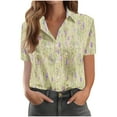 thumbnail image 2 of QUNYINEY Women Button Down Shirts Collared Casual Short Sleeve Boho Blouses Loose Blouse for Women, 2 of 4