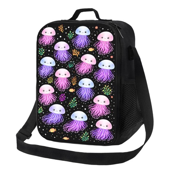 Ocean Jellyfish Lunch Bag Insulated Thermal Box with Shoulder Strap & Handle for Work and Picnic
